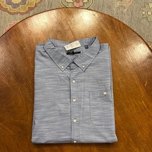 Short Sleeve Button Down, blue and white, 5XL